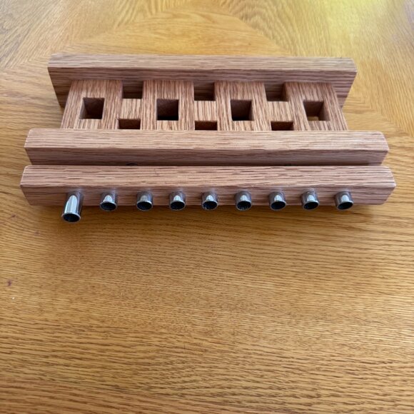 Hanukkah Menorah New Hand Crafted Oak Hardwood Judaica Chanukah Hannukiah - Picture 5 of 9